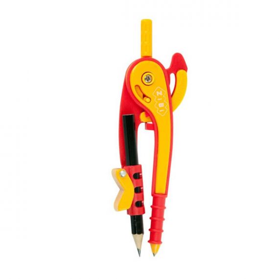 Циркуль ZiBi 145мм c держателем для карандаша, в блистере красно-оранжевый