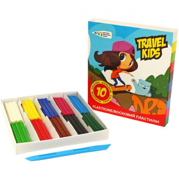 Пластилін WIG Travel Kids 10 кольорів 120г восковий