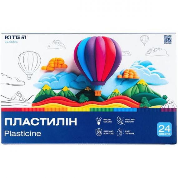 Пластилін Kite 24кол. 480г Classic