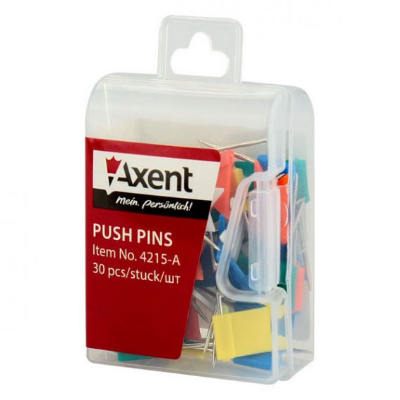 Кнопки-флажки 30шт цветные, пластиковый бокс Axent
