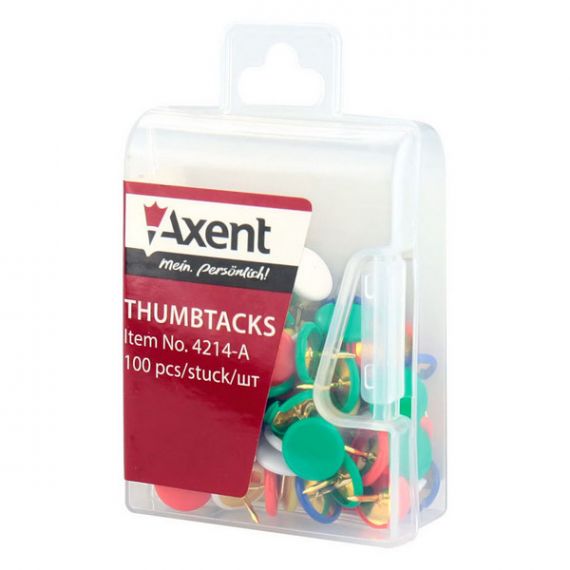 Кнопки 100шт цветное пластиковой покрытие, пластиковый бокс Axent