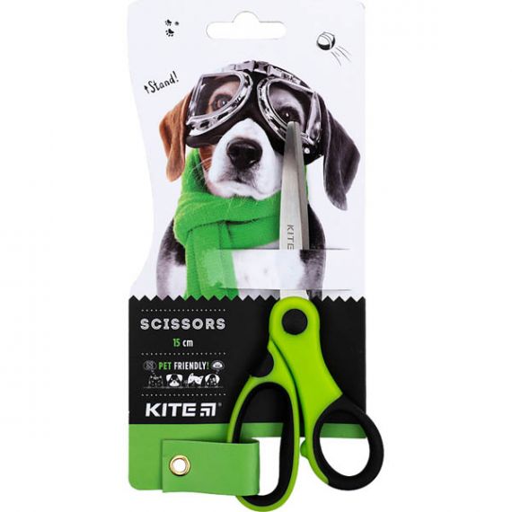 Ножницы 15 см детские с резиновыми вставками Kite Dogs на блистере