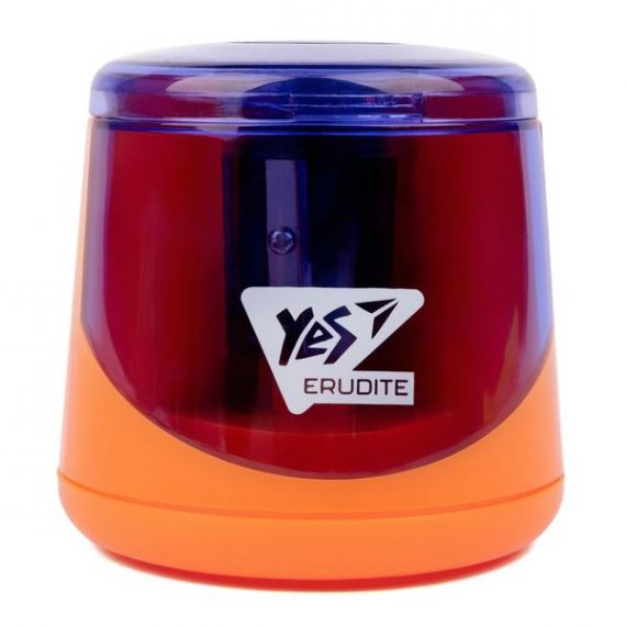 Точилка YES електрическая с контейнером + сменное лезвие оранжевая Erudite