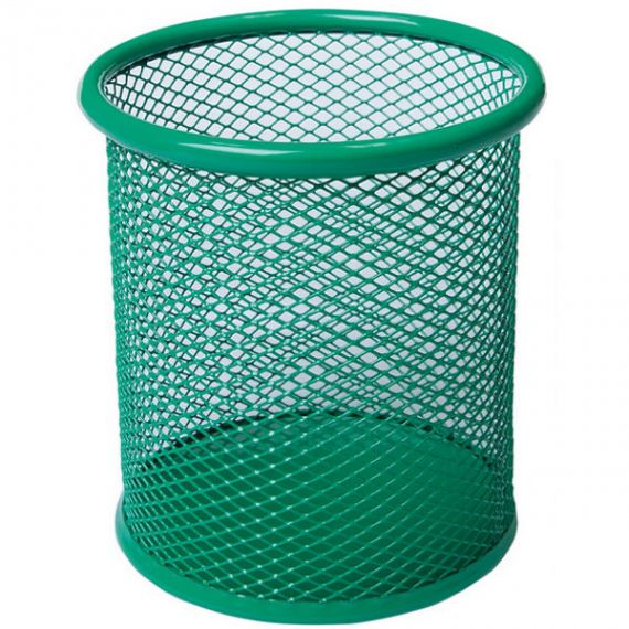 Стакан для ручек метллический сетка круглый 80х100 зеленый Buromax