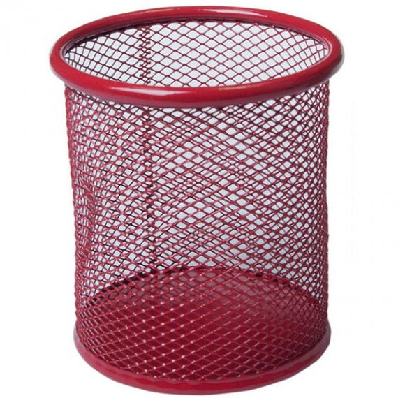 Стакн для ручек металлический сетка круглый 80х100 красный Buromax