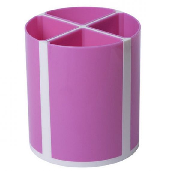 Стакан для ручек пластиковый 4 отделения Твистер розовый ZiBi
