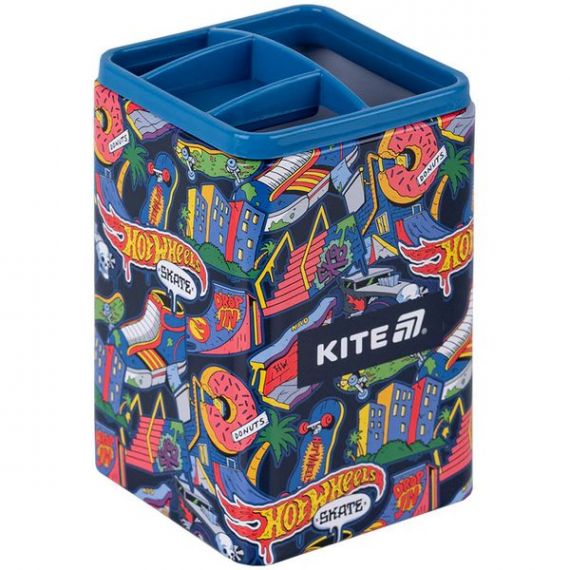 Стакан для ручок металевий 4 відділення квадратний Hot Wheels Kite