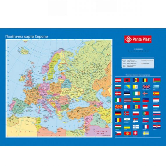 Підкладка для письма Panta Plast 590х415 "Карта Європи" картон + ПВХ