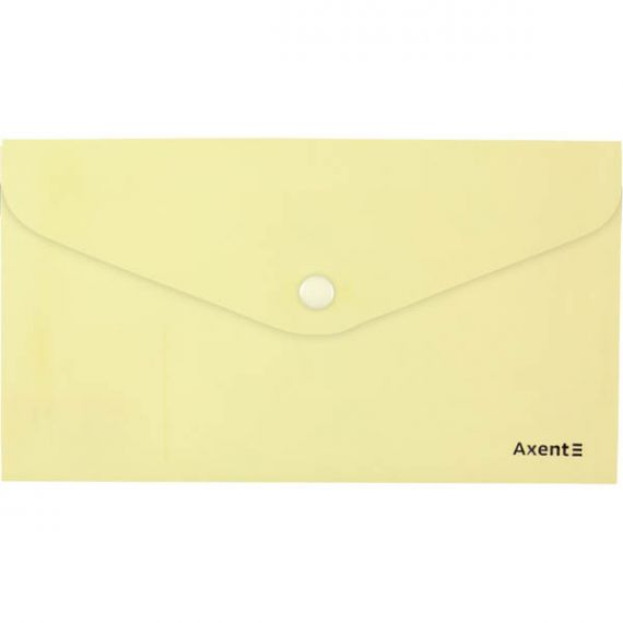 Папка пластиковая DL на кнопке Axent Pastelini желтая