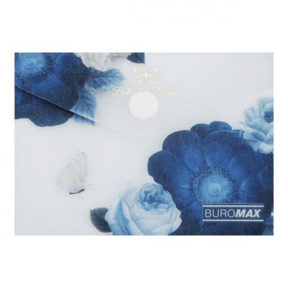 Папка пластиковая А-7 на кнопке Buromax Arabeski Shades темно-синяя