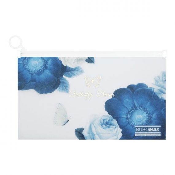 Папка пластиковая А-4 на молнии zip-lock Buromax Arabeski Shades темно-синий