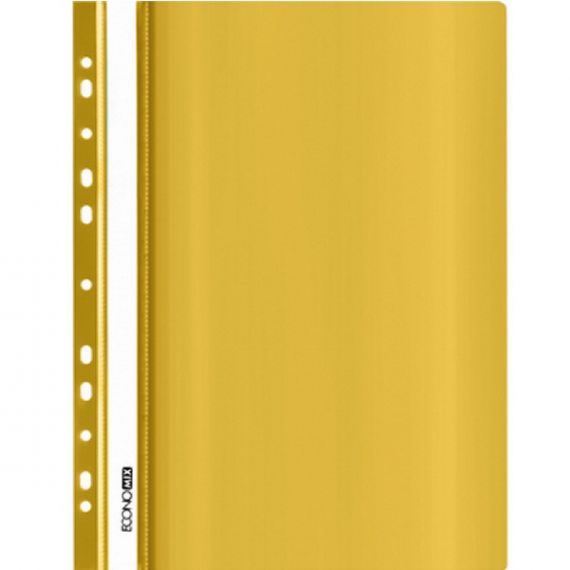 Скоросшиватель А-4 Economix с перф. на 11 отверстий фактура глянец желтый