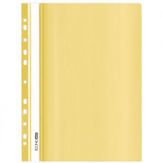 Скоросшиватель А-4 Economix с перф. на 11 отверстий фактура глянец желтый пастель