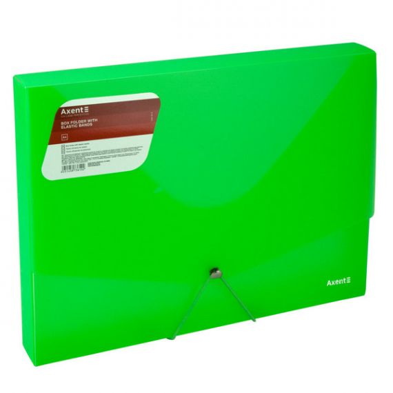 Папка-бокс пластиковая А-4 на резинке 30мм Axent прозрачная зеленая