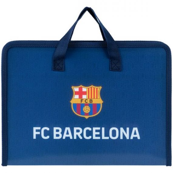 Портфель пластиковый А-4 1отд. на молнии, тканевые ручки FC Barcelona Kite