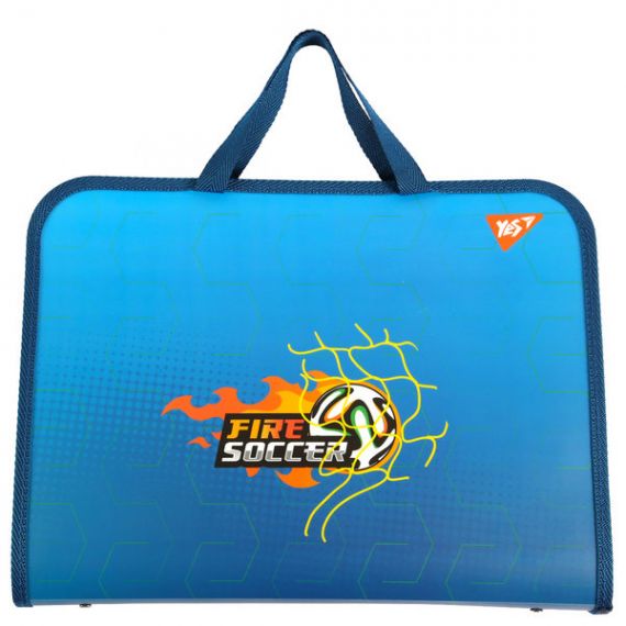Портфель пластиковий В-4 1від. на блискавці, внутр. кишеня, тканеві ручки Football YES