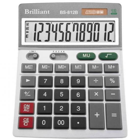 Калькулятор Brilliant 12р. бухг. 2эл.питания, одноуровневая память,180х140х20мм