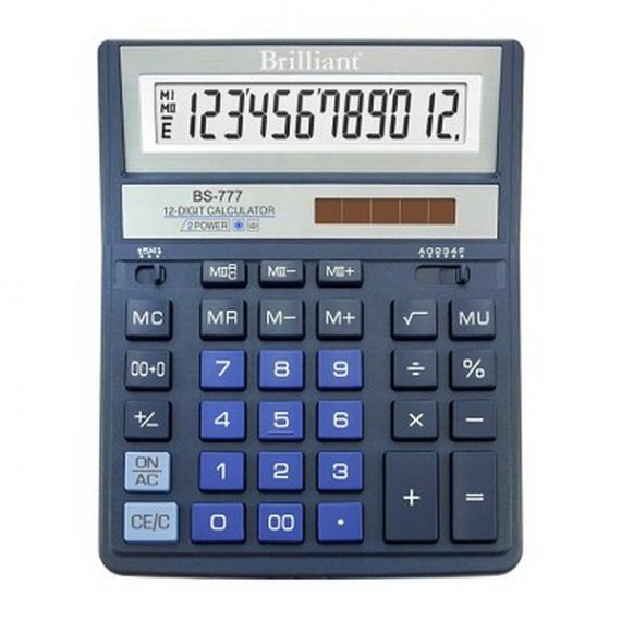 Калькулятор Brilliant 12р бухг. 2эл.живлення, синій 205х159х15мм
