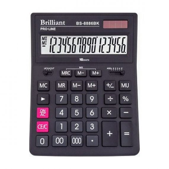Калькулятор Brilliant 16р бухг. 2эл.питания, черный 205х159х15мм