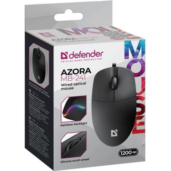 Миша для комп'ютера Defender дротова чорна MB-241