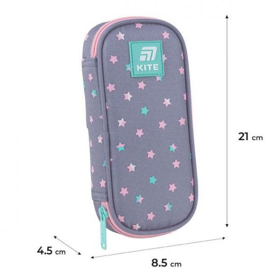 Пенал Kite на блискавці, овальний Kawaii Stars 21х8,5х5см