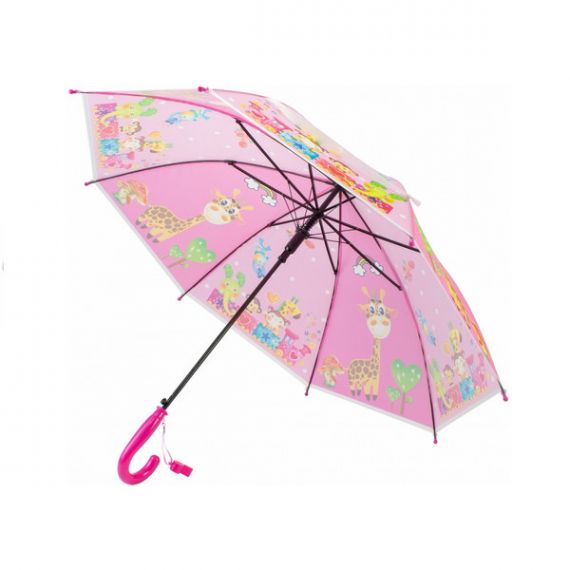 Зонт детский Economix JOLLY ZOO трость розовый , полуавтомат