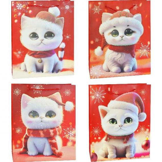 Пакет 25х32х11см бумажный Новогодние котики Пакет 25х32х11см бумажный Новогодние котики