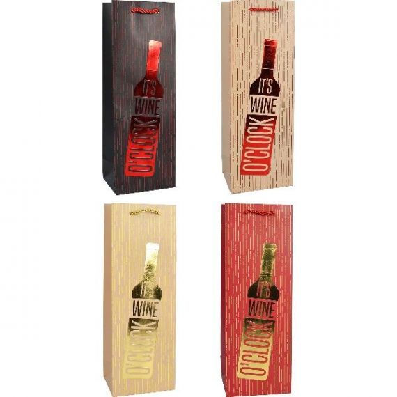 Пакет 12х35х9см паперовий під пляшку