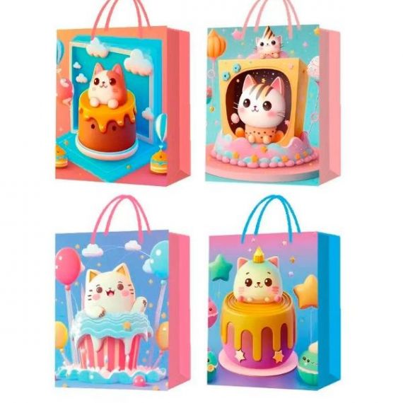 Пакет 26х32х12см бумажный детский Котики