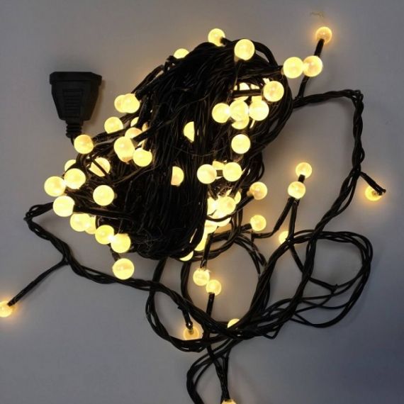 Гірлянда електрична Перлини 88ламп LED білий теплий, 5м темний шнур
