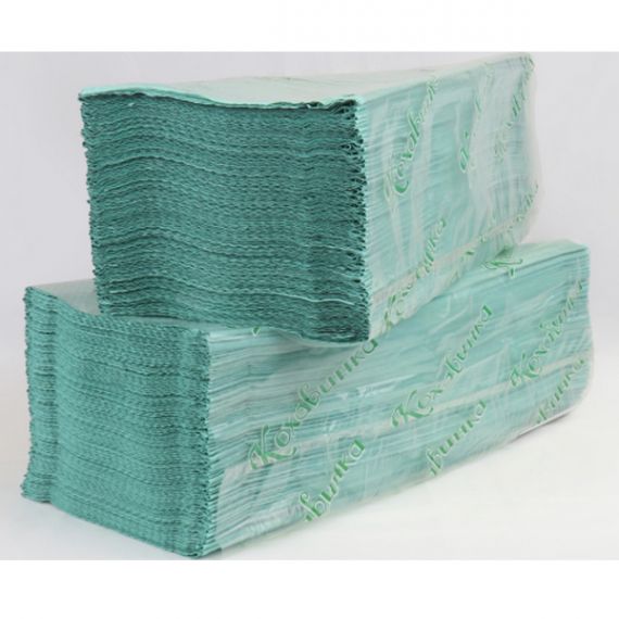 Рушник паперовий Кохавинка V-скл. 1-шаровий макулатурний зелений(170шт)