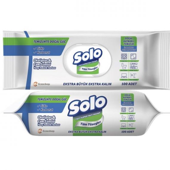 Серветки для прибирання, вологі Евкаліпт та Сосна 100шт, клапан Solo Natural Power Серветки для прибирання, вологі Евкаліпт та Сосна 100шт, клапан Solo Natural Power