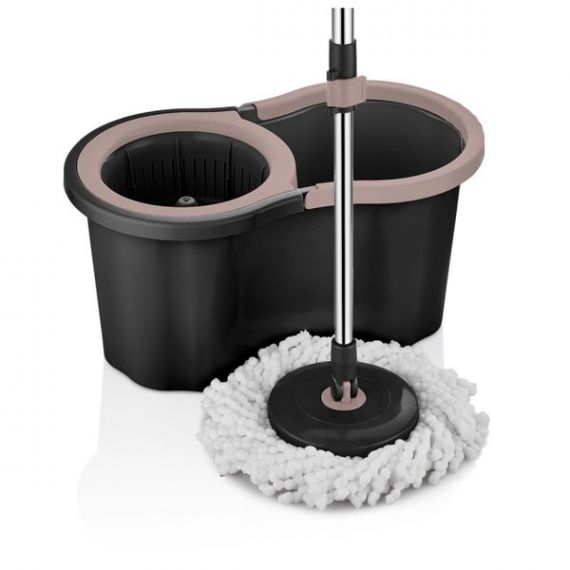 Набір для прибирання швабра+відро 16л з автоматичним віджимом, чорний Набір для прибирання швабра+відро 16л з автоматичним віджимом, чорний