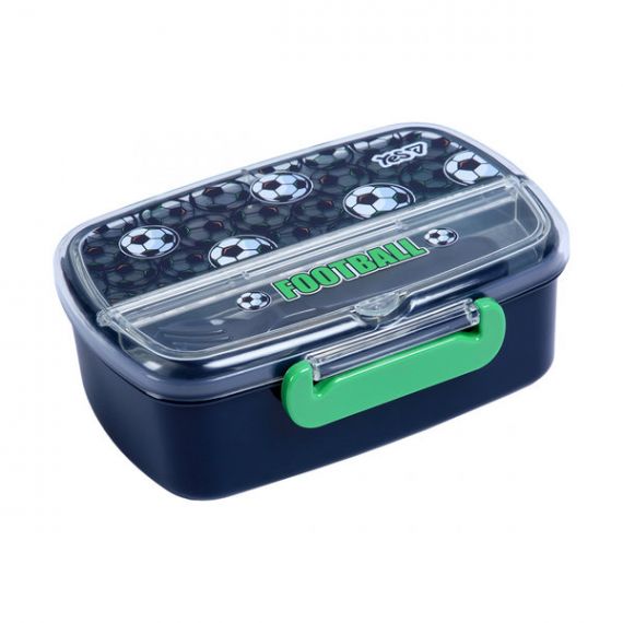 Ланчбокс 18х13х6см 750мл з ложкою і виделкою Football Yes