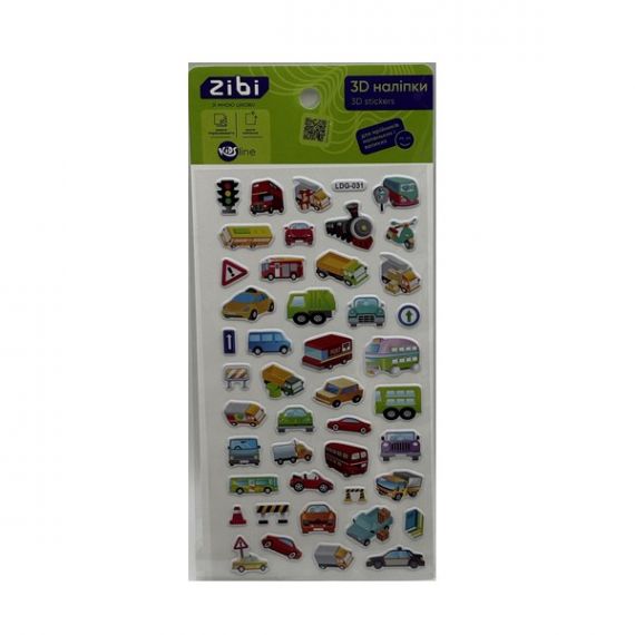 Наліпка 3D 18х9,5см Міський транспорт Zibi