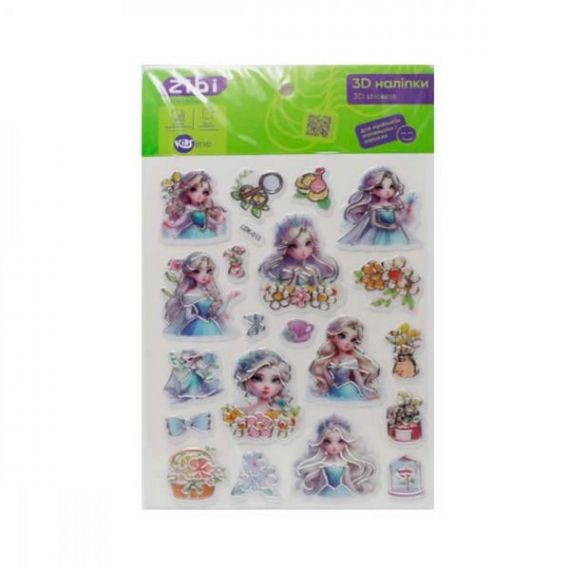 Наліпка 3D 19х14.5см Квіткові принцеси Zibi