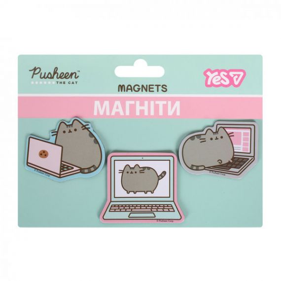 Набір магнітів 3шт Yes Pusheen Laptop
