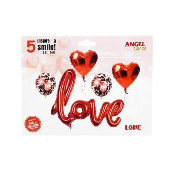 Набір куль повітряних Love 5шт+стрічка, асорті Angel Gifts