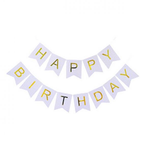 Украшение бумажное Happy Birthday 12x16см-5м серебро