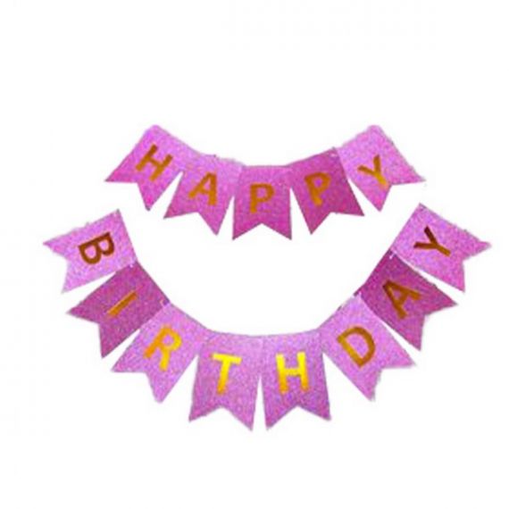 Украшение бумажное Happy Birthday 12x16см-5м розовая