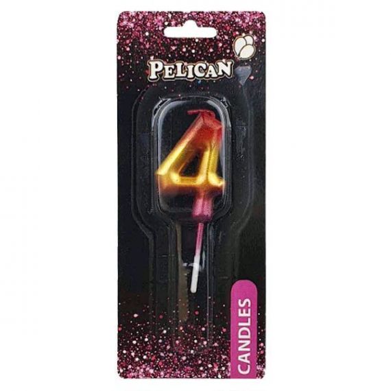 Свічка-цифра 4 райдужна, 4,5см Pelican