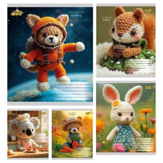 Зошит 18арк. Тетрада WiLL офс/лін. №62203 В'язані звірятка