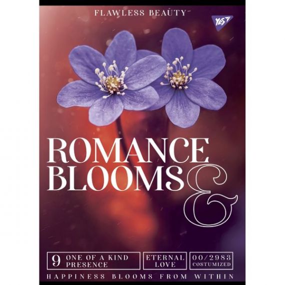 Тетрадь А-4 48л офс/кл мелованый картон Romance blooms Yes