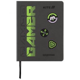 Щоденник шкільний твердий, PU-покриття, гумова нашивка Gamer Kite