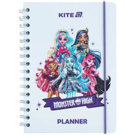 Щоденник шкільний твердий, спіраль, софт-тач, тиснення фольгою Monster High Kite