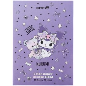 Бумага цветная А-4 15л двуcторонняя Kuromi Kite