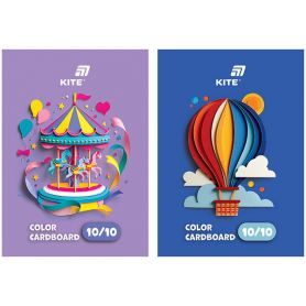 Картон цветной А-5 10л 10цв слайдер Kite