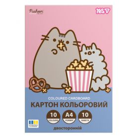 Картон кольоровий двосторонній А-4 10арк Pusheen Yes Картон кольоровий двосторонній А-4 10арк Pusheen Yes