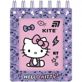 Блокнот А-6 80аркушів клітинка, спіраль верхня, картонна обкладинка, Hello Kitty