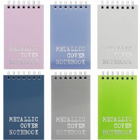 Блокнот А-7 60аркушів клітинка, спіраль верхня, пластикова обкладинка металік Асорті